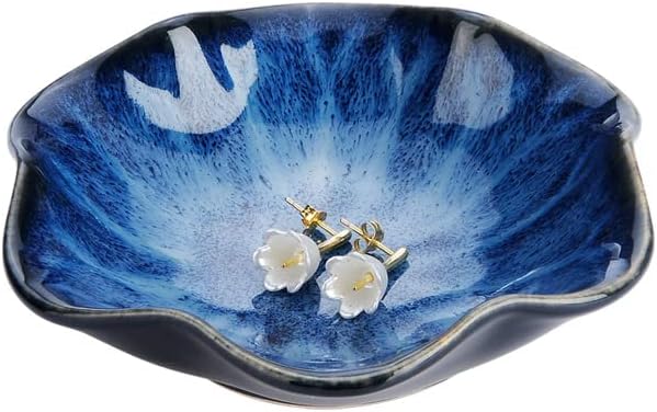2PCS Lotus Leaf Shape Ring Holder Dish, Small Key Bowl, Ceramic Trinket Tray - Image 5
