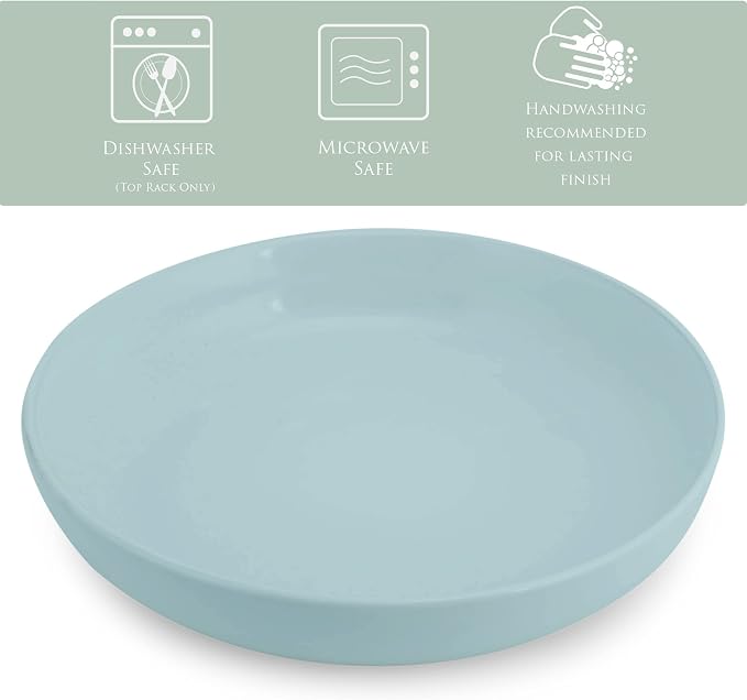 Elanze Designs Bistro Glossy Ceramic 8.5 inch Shallow Pasta Dinner Bowls Set of - Image 2