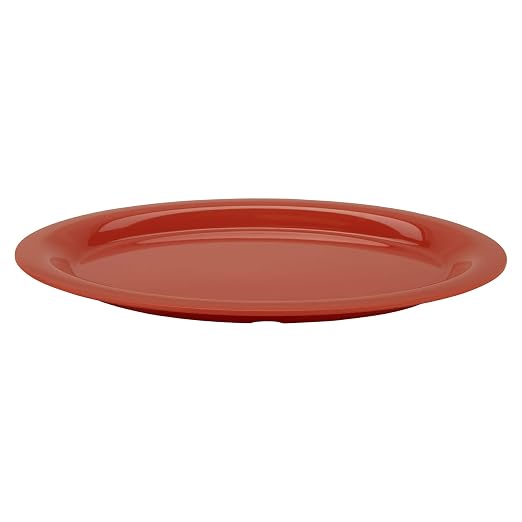 GET 13 1/2" x 10 1/4" Orange Oval Melamine Dinner Plate | Dishwasher safe - Image 3