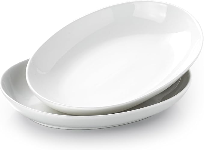 14 Inch Oval Serving Platters Set of 2, Large Wide Ceramic Serving Platter by Unknown