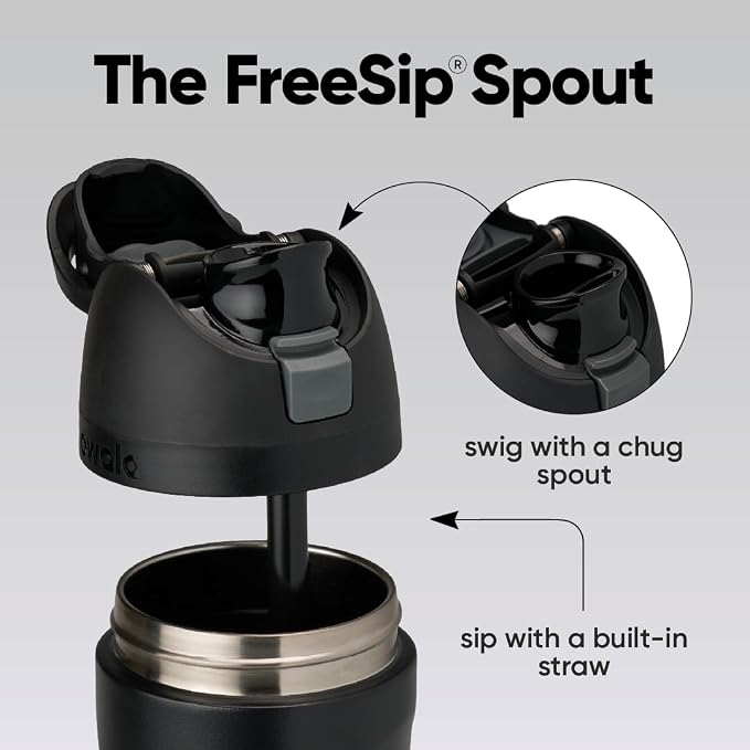 Owala FreeSip Stainless Steel Water Bottle 40 oz Very, Very Dark - Image 2