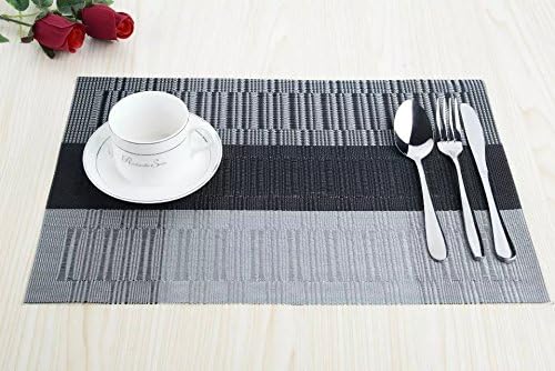 SHACOS Woven Vinyl Placemats for Dining Table Set of 6 Non Slip PVC Bamboo - Image 6