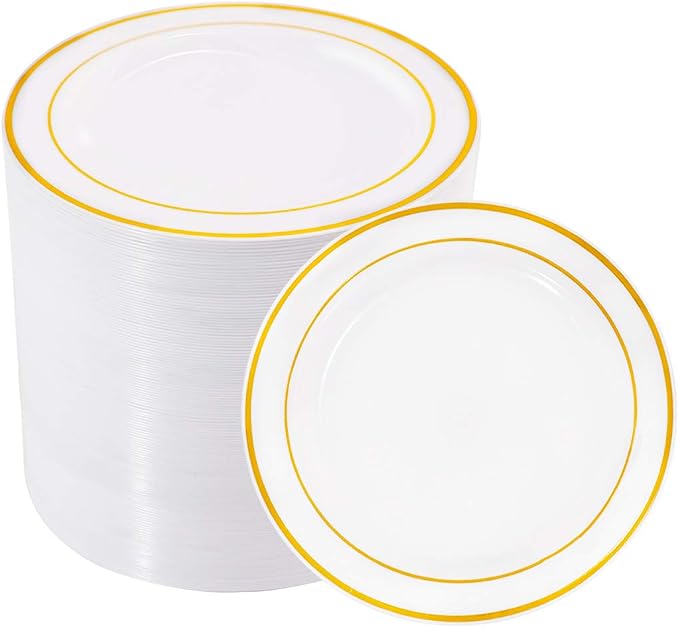 bUCLA 100Pieces Gold Plastic Plates by BUCLA