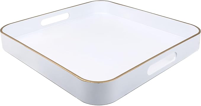White Square Decorative Tray by Omuriko