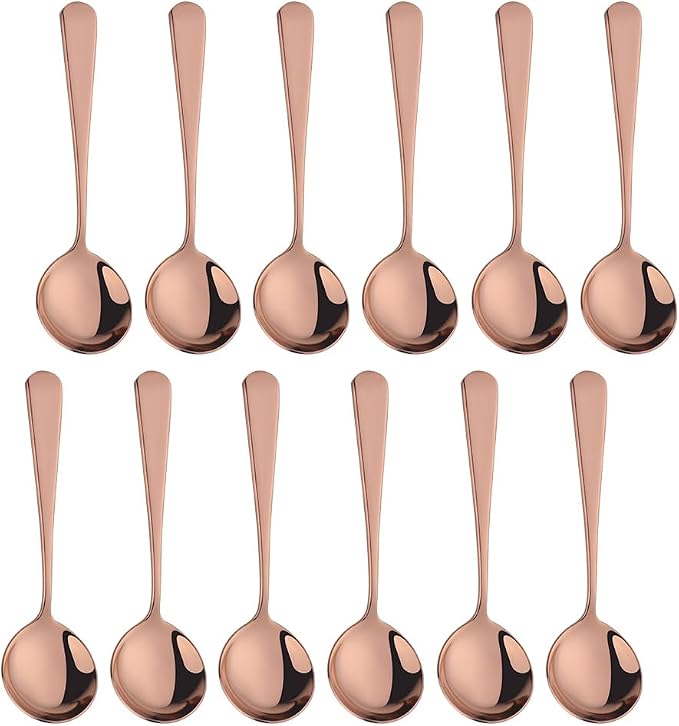 Broth Round Spoon Set, 12-Piece Reusable Stainless Steel Dinner Table Cereal - Image 9