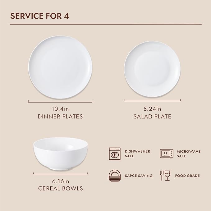 12pc Bone China Dinnerware Set - Image 4