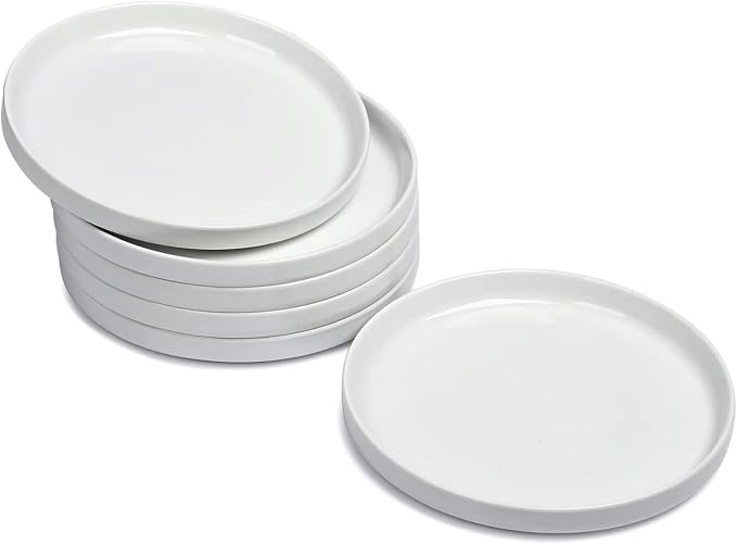 Ceramic Appetizer Plates Set of 6, Small Dessert Plates 7 inch, Porcelain by WishDeco