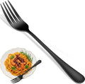 Black Dinner Forks, 16-Piece 8 Inch Stainless Steel Forks Set, Metal Silverware by DEHOVKitchen