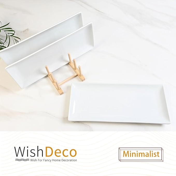 Serving Platters Set of 3, Large Serving Trays 14 inch, Ceramic Rectangle Plate - Image 9