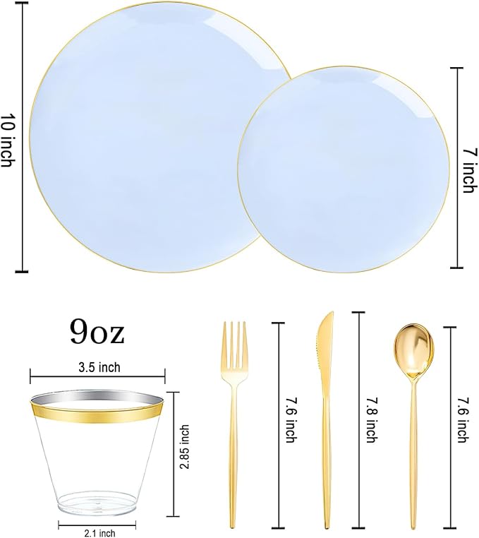 bUCLA 150PCS Blue Plastic Plates - Image 2
