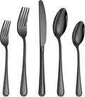 40 Pcs Black Silverware Set for 8, Food Grade Stainless Steel Flatware Set by Lazycorner