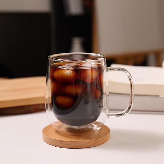 CNGLASS Glass Coffee Mugs 12oz, Double Wall Insulated Mug Set - Image 6