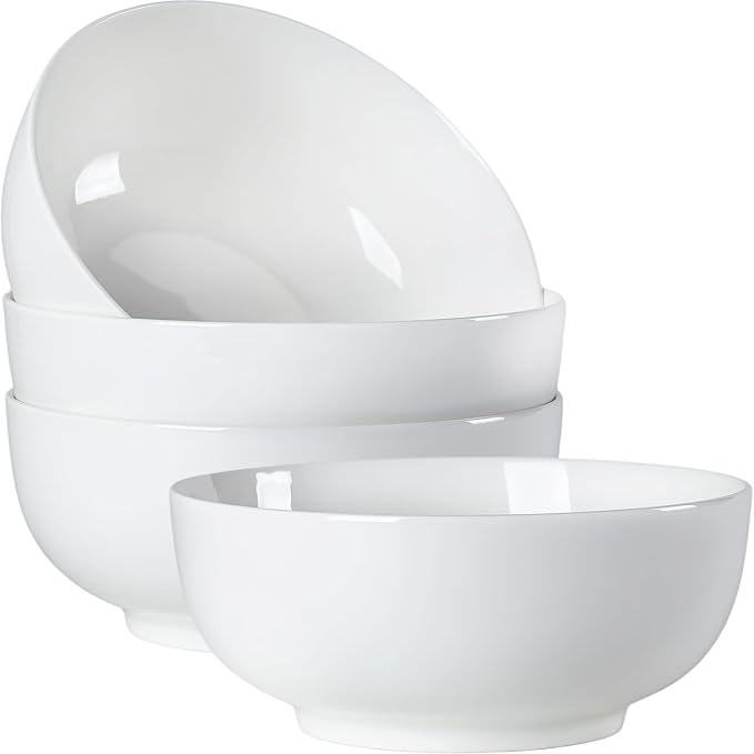 40 oz Large Soup Bowl, Pho Bowls, 7-Inch Off-White Porcelain Bowls Set of 4 by Unknown