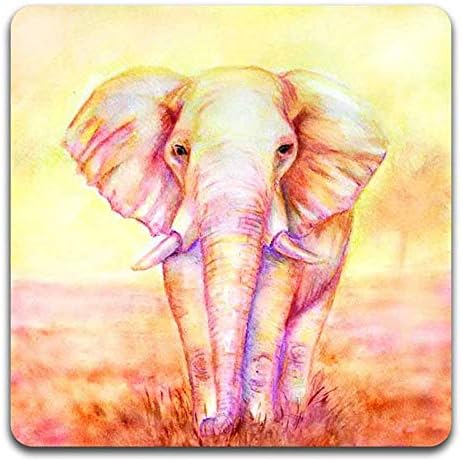 Watercolor Elephant Square Coaster Set - Image 3