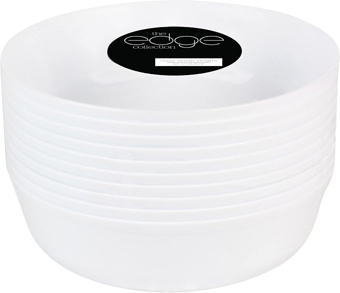 Edge Collection White Plastic Party Bowls Premium heavyweight Elegant - Image 5