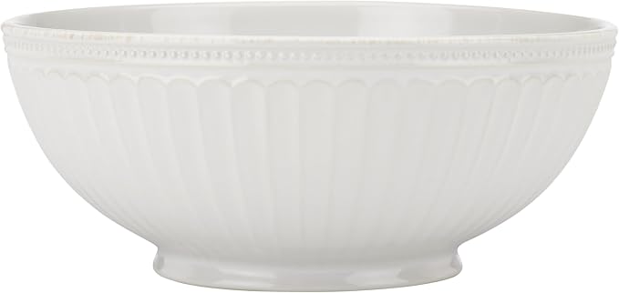 Lenox French Perle Groove White Stoneware Serving Bowl | dishwasher safe by Lenox
