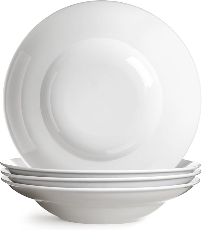 Large Pasta Bowls, 50 Ounces Big Salad Bowls, 10.7 inch White Soup Bowls by Wareland