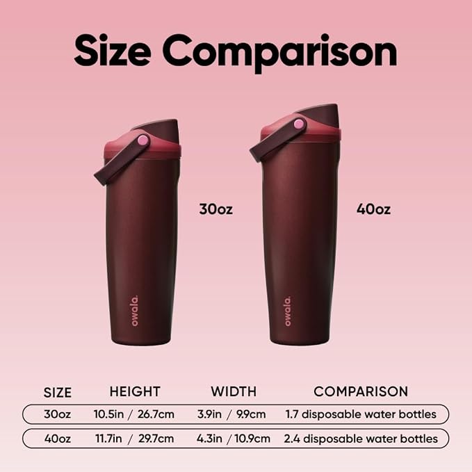 Owala FreeSip Sway Stainless Steel Water Bottle 30 oz Black Cherry - Image 7