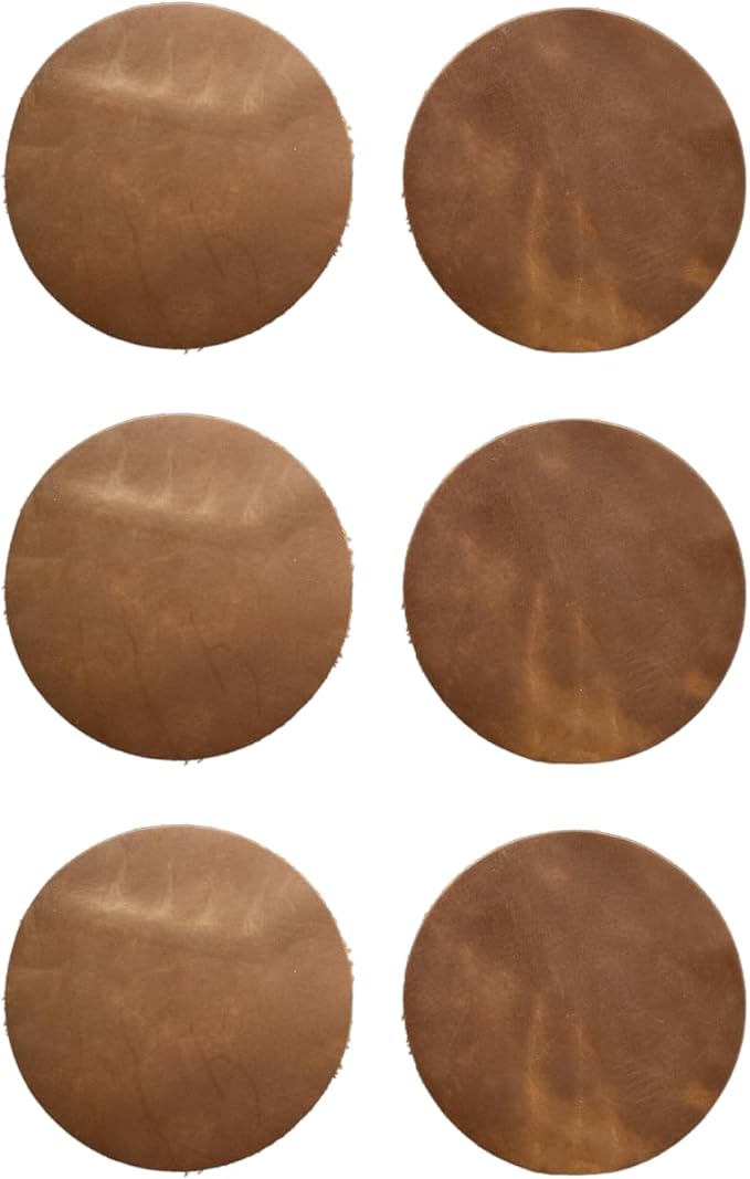 Real Natural Grain Leather Coasters – Durable Non-Slip Distressed Design by TheTanneryNYC