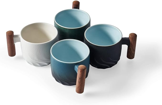 Ceramic Espresso Cup with Wooden Handle, Microwave Safe, 2.08x1.85in, Hand Wash - Image 5