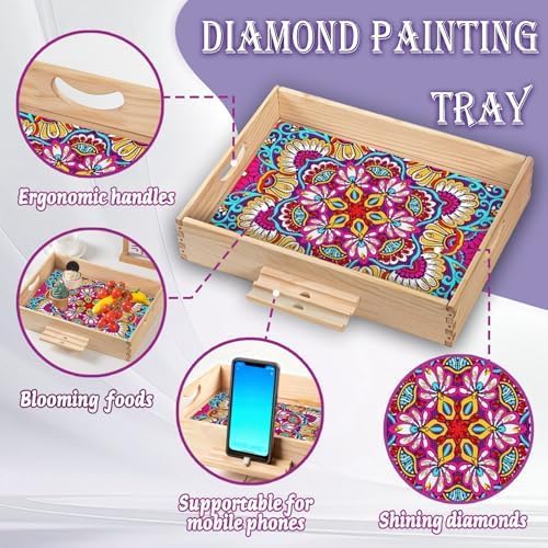 EWJRNSF Diamond Art Kits for Adults Wooden Serving Trays - Image 5