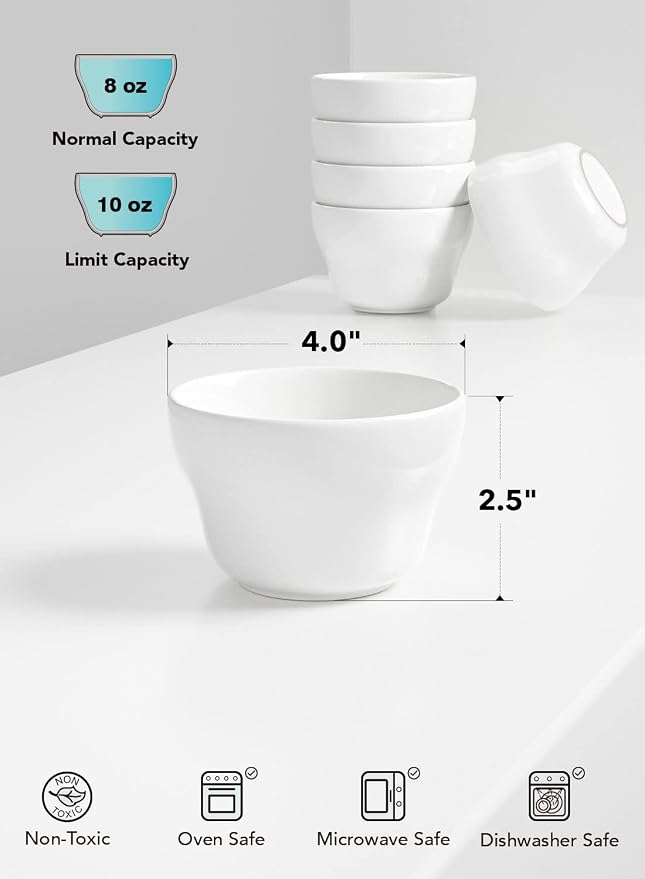 LE TAUCI Bouillon Cups 8 Ounce, Ice Cream Bowls, Small Bowls - Image 6