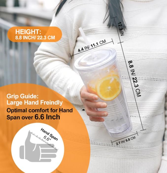 Zukro Clear Double Wall Plastic Tumbler - Image 4