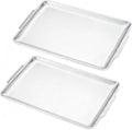 16.3" x 11" Large Serving Platters Set of 2, Stainless Steel Heavy-Duty Large by SANQIAHOME