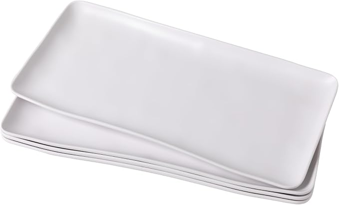 White Melamine Rectangular Serving Platter/Trays, 14” X 7” Fruit Cake Bread by ZAROCRUS