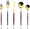 Red Gold Silverware Set, JASHII 20-Piece Stainless Steel Satin Finish Flatware by JASHII