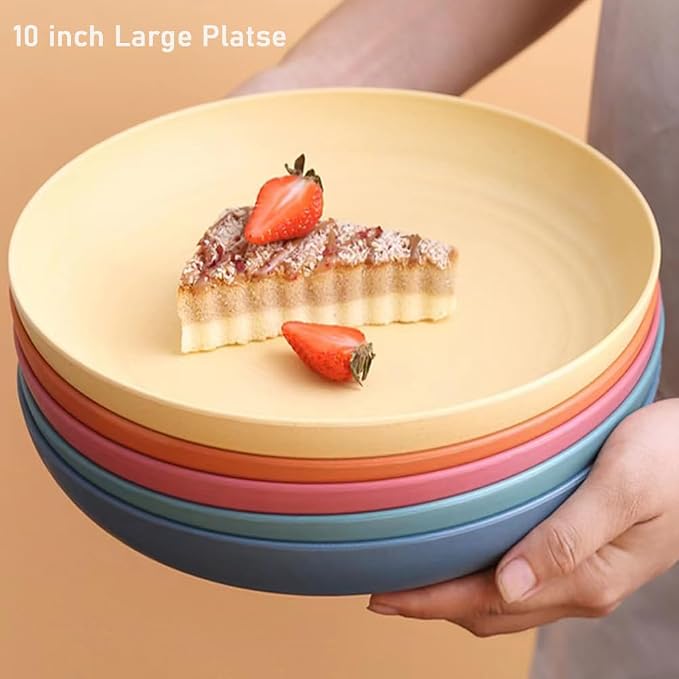 K Y KANGYUN 10 Inch Unbreakable Wheat Straw Dinner Plates, BPA Free - Image 4