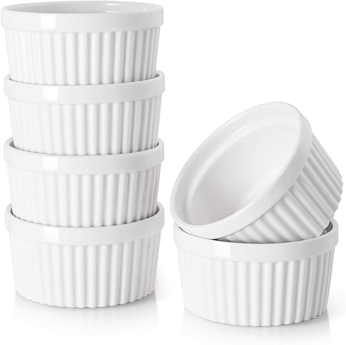 DOWAN Ramekins 6 oz Ceramic Ramekins Set of 6, Oven Safe Souffle Dishes by DOWAN