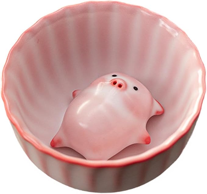 Ceramic Tea Cup and Piggy Miniature Figurine Traditional Porcelain Teacup - Image 7