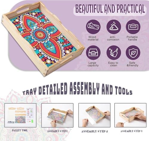 EWJRNSF Diamond Art Kits for Adults Wooden Serving Trays - Image 3