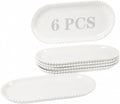 12 Inch White Porcelain Oval Serving Platters Set of 6 | Extra Large, Bead Rim by BABALIU