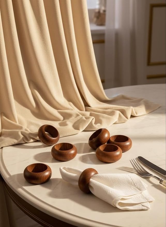 Napkin Rings, Wood Napkin Rings Napkin Holders Buckles - Image 2