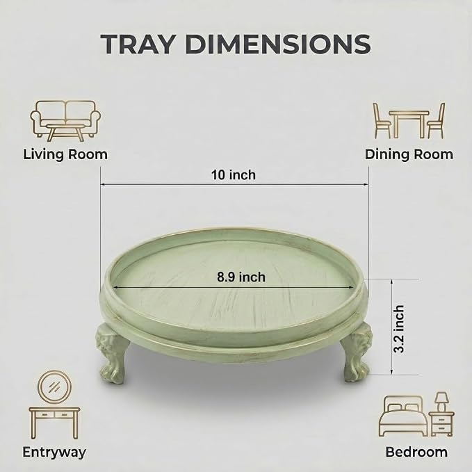Sage Green Decorative Tray, 11.8 Inch Round Tray - Image 2