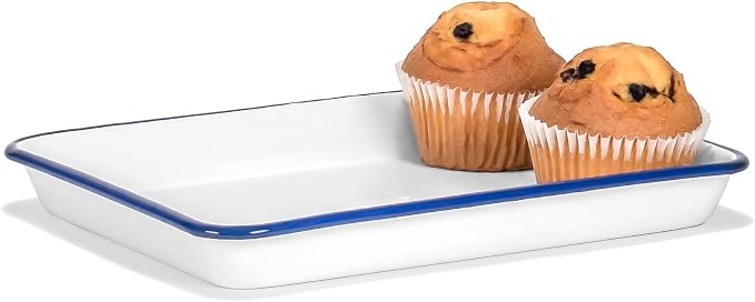 Red Co. 11" x 9" Enamelware Metal Classic 2 Quart Rectangular Serving Tray - Image 6