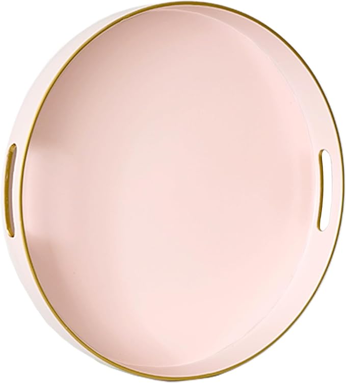 Gifturbo Matte Pink Decorative Serving Tray, Round Serving Trays by Gifturbo
