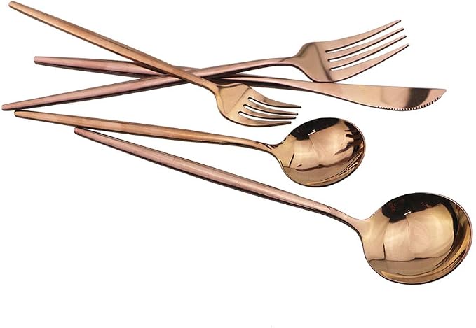 Rose Gold Silverware Set, JASHII 30-Piece Stainless Steel Flatware Cutlery Set - Image 7