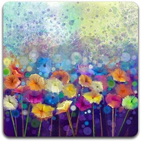 Beautiful Watercolor Flowers Square Coaster Set of 4 | Square Coaster Set - Image 5
