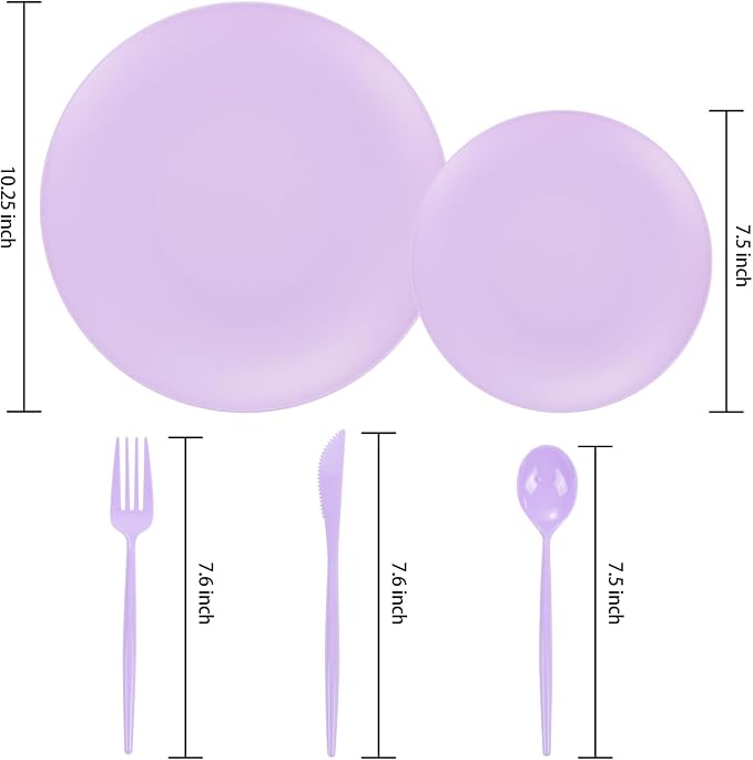 EI 150pcs Purple Plastic Plates - Image 8