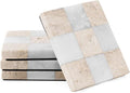 Marble Coasters Set of 4, Travertine & White Matt Handmade 4 inch Square by Earthentones