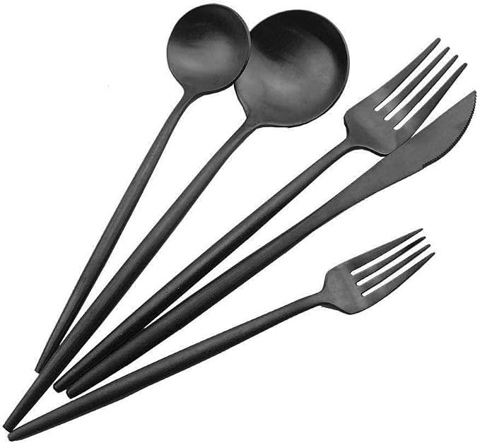 JASHII Luxury Black Flatware, 6-pieces Elegant Cute 18/10 Stainless Steel - Image 5