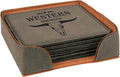 Custom Engraved Coasters | Personalized Leather Coaster | Set of 6 | Drink by AMERICAN+PERSONALIZED