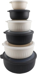 COOK WITH COLOR Prep Bowls with Lids- Wide and Deep Nesting Plastic Small by CookwithColor