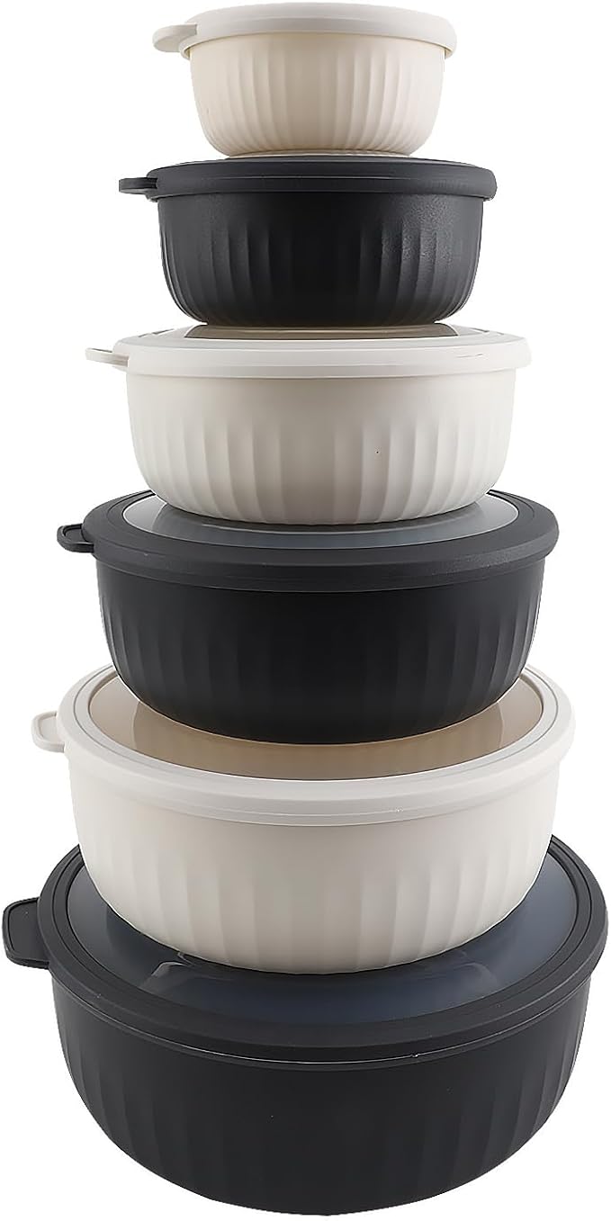 COOK WITH COLOR Prep Bowls with Lids- Wide and Deep Nesting Plastic Small by CookwithColor