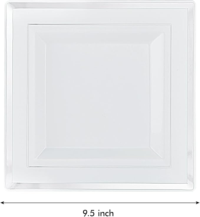 Vplus 90 Pack 9.5in White Disposable Plastic Party Plates - Image 6