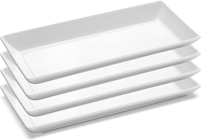 14” White Porcelain Serving Platters, Elegant Large Rectangular Plates Trays by Yedio