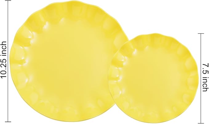LIYH 24Pcs Yellow Plastic Plates Reusable, Dinner And Salad Set - Image 7